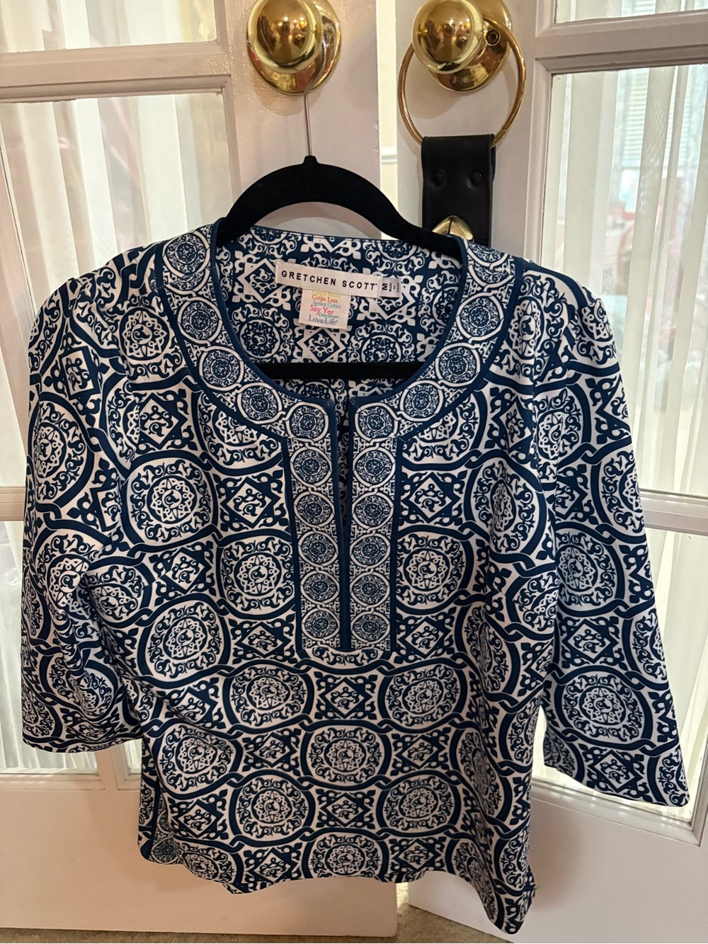 Gretchen Scott Designs Navy & White Medallion Print Round-Neck Tunic